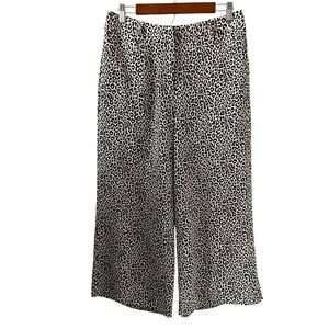 J Crew Silk Leopard Priint Wide Leg Ankle/Crop Pants Size 10